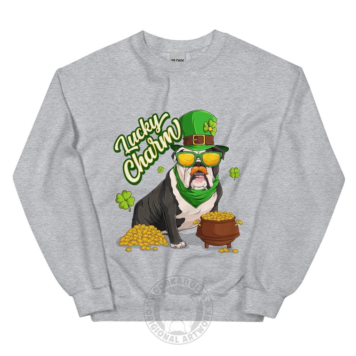 "Lucky Charm" Male Bulldog Sweatshirt| B&amp;W Colored