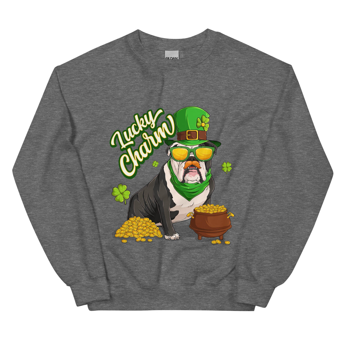 "Lucky Charm" Male Bulldog Sweatshirt| B&amp;W Colored
