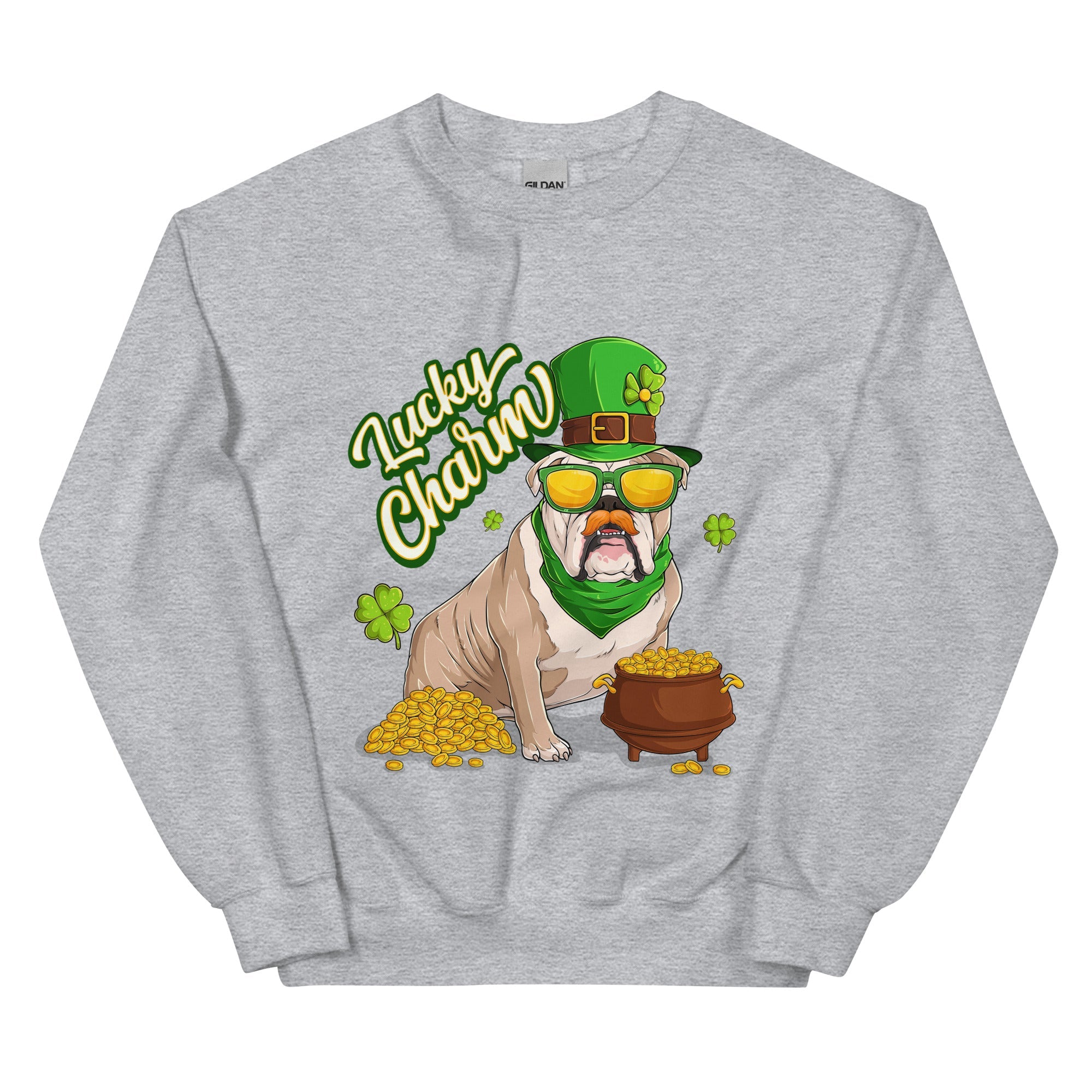 "Lucky Charm" Male Bulldog Sweatshirt| Fawn &amp; White Colored
