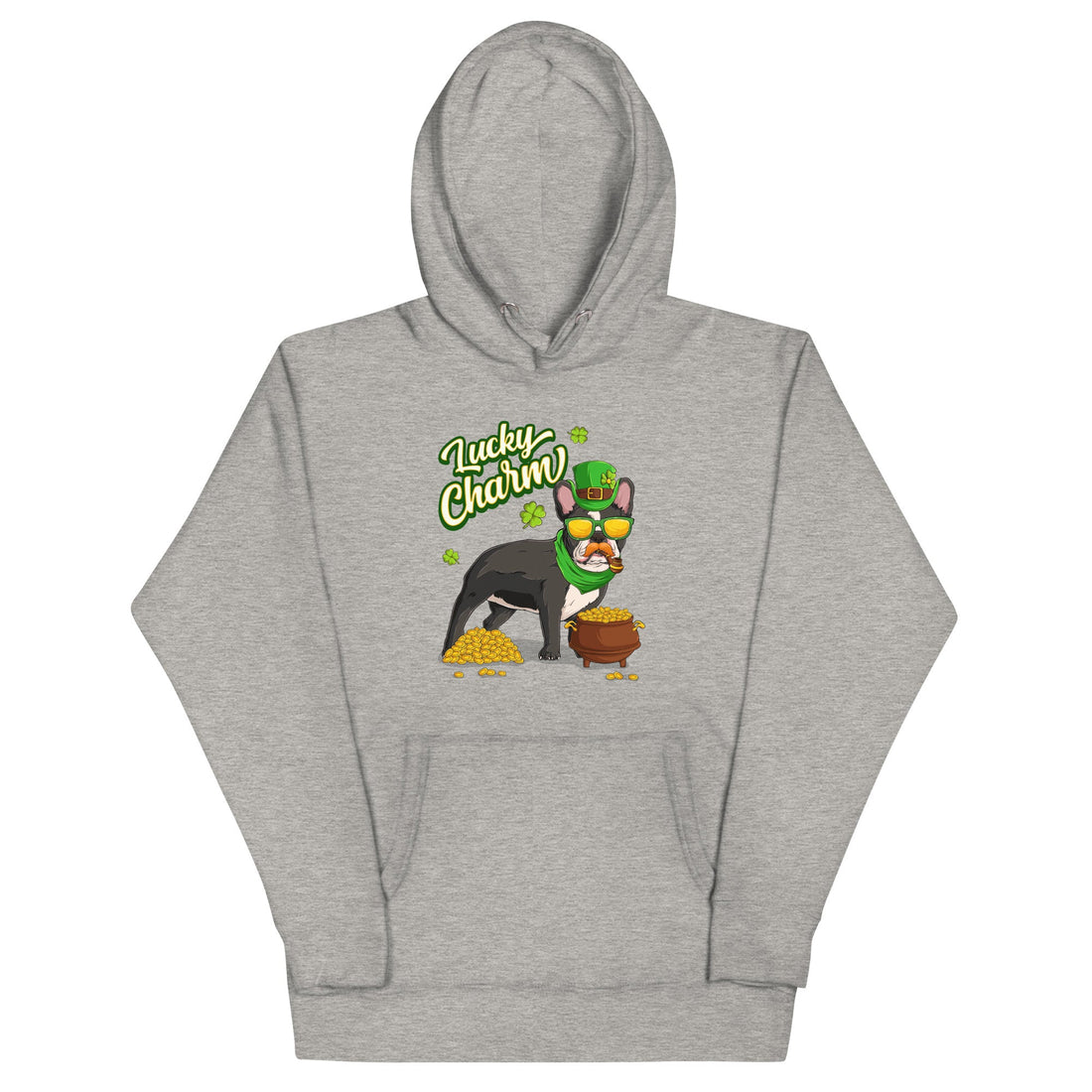 "Lucky Charm" Male Frenchie Hoodie | B&amp;W Colored