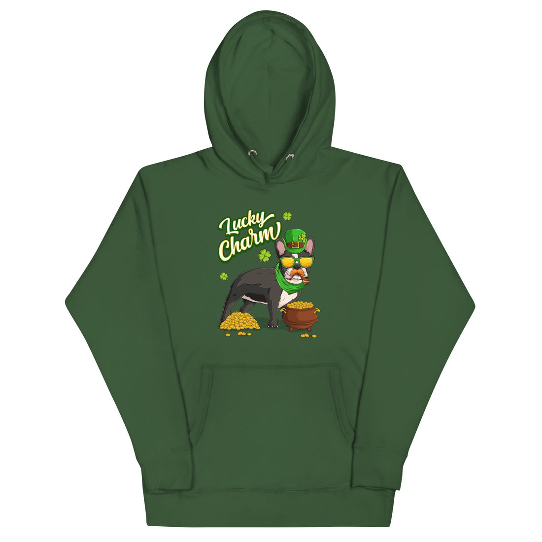 "Lucky Charm" Male Frenchie Hoodie | B&amp;W Colored