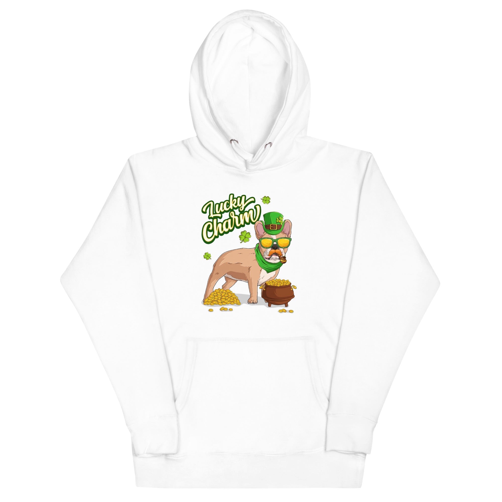 "Lucky Charm" Male Frenchie Hoodie | Fawn &amp; White Colored