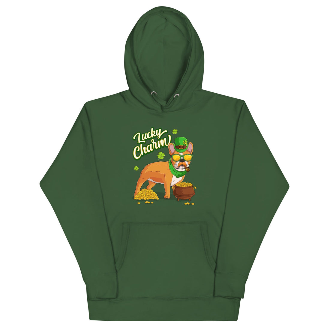 "Lucky Charm" Male Frenchie Hoodie | Red &amp; White Colored