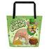 "Lucky Charm" Male Frenchie Large Tote Bag with Pocket | Fawn & White Colored