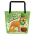 "Lucky Charm" Male Frenchie Large Tote Bag with Pocket | Red & White Colored
