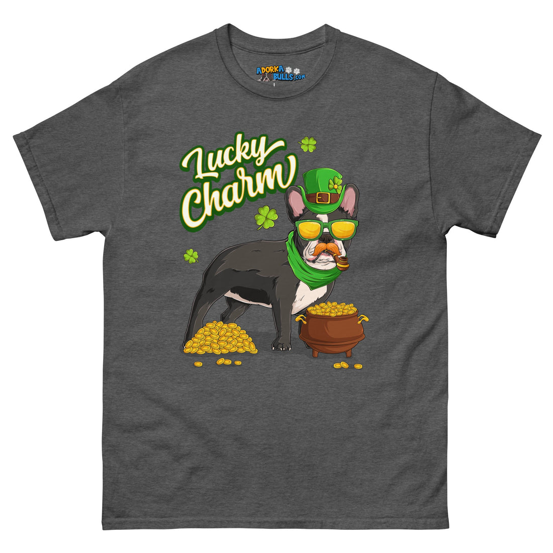 "Lucky Charm" Male Frenchie Men’s T-Shirt | B&amp;W Colored