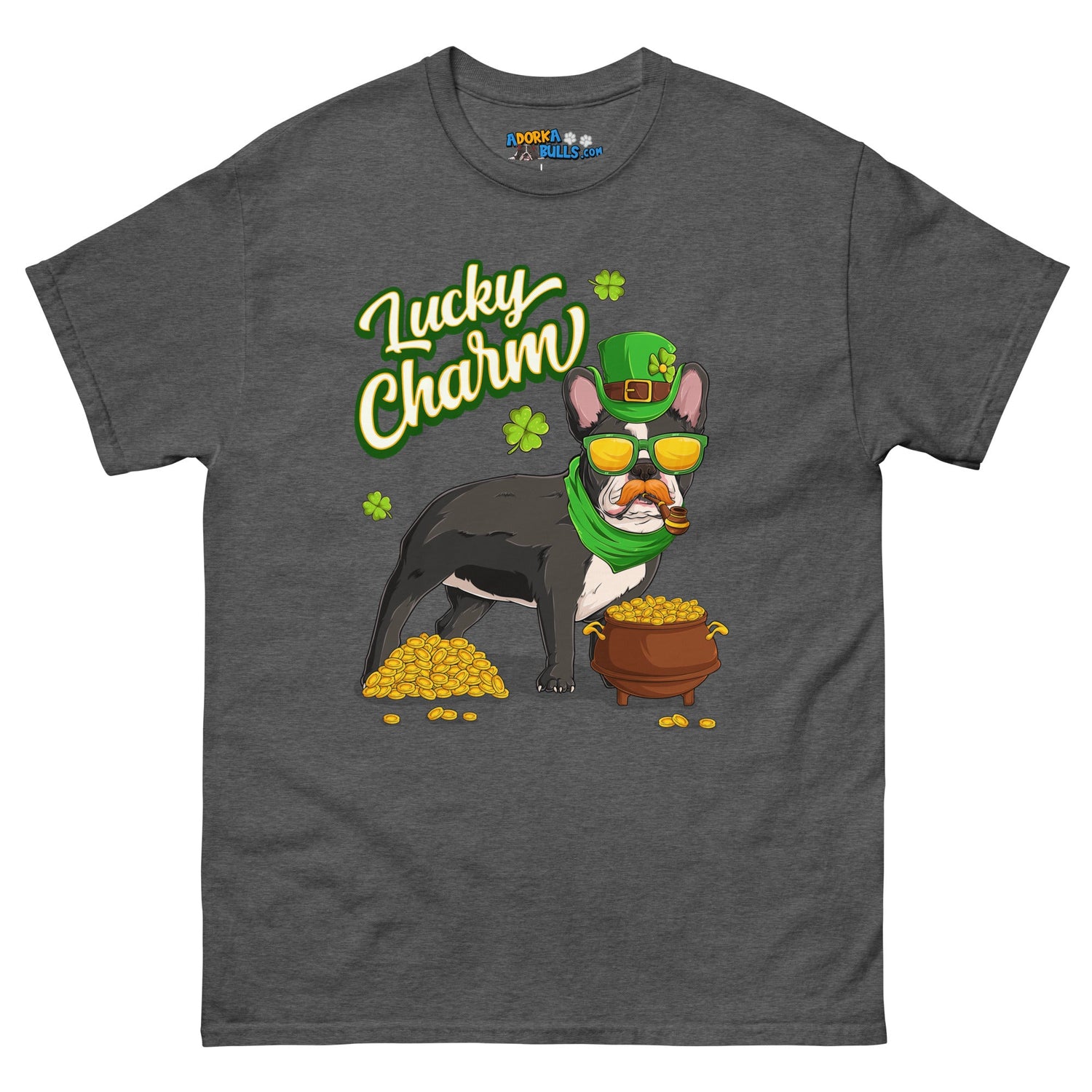 "Lucky Charm" Male Frenchie Men’s T-Shirt | B&amp;W Colored