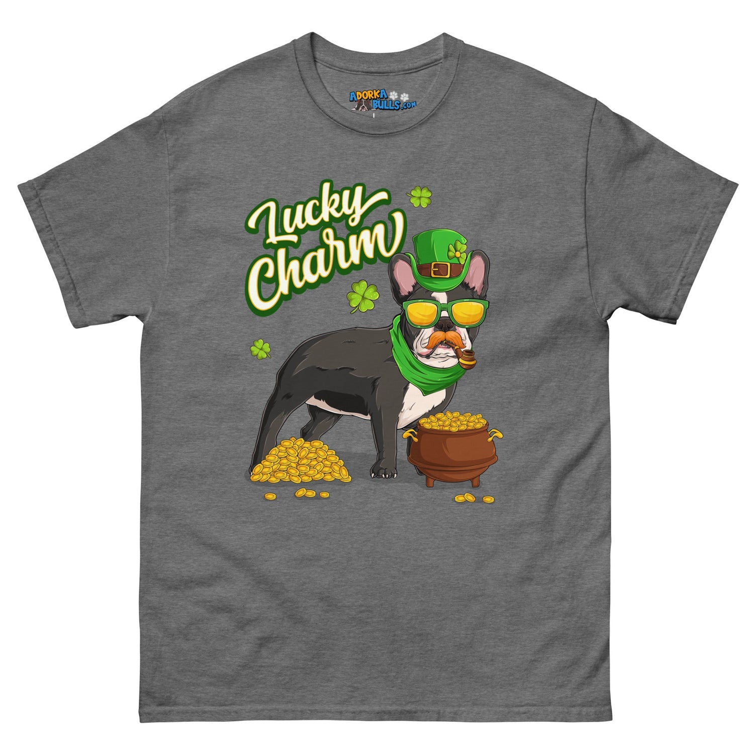 "Lucky Charm" Male Frenchie Men’s T-Shirt | B&amp;W Colored