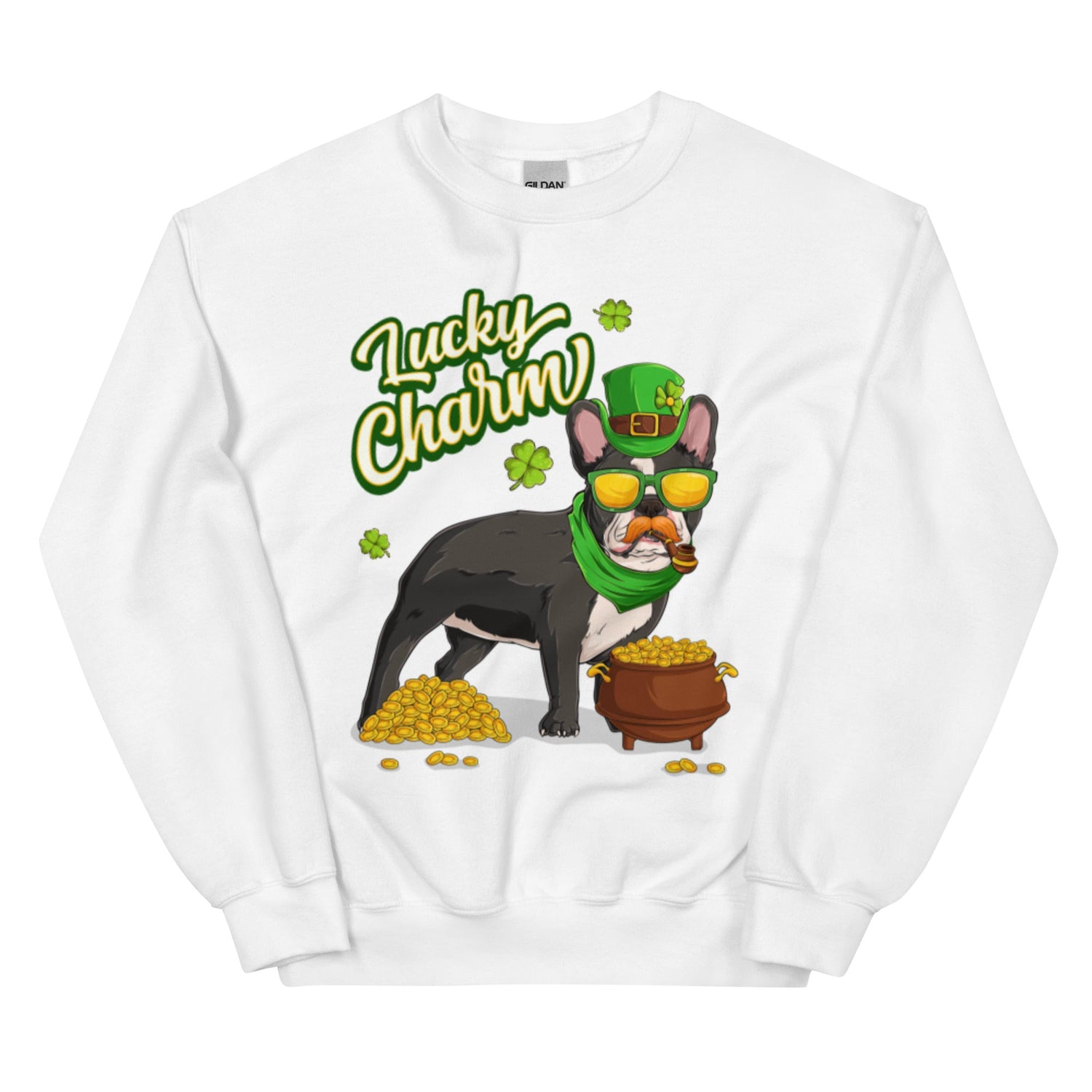 "Lucky Charm" Male Frenchie Sweatshirt | B&amp;W Colored