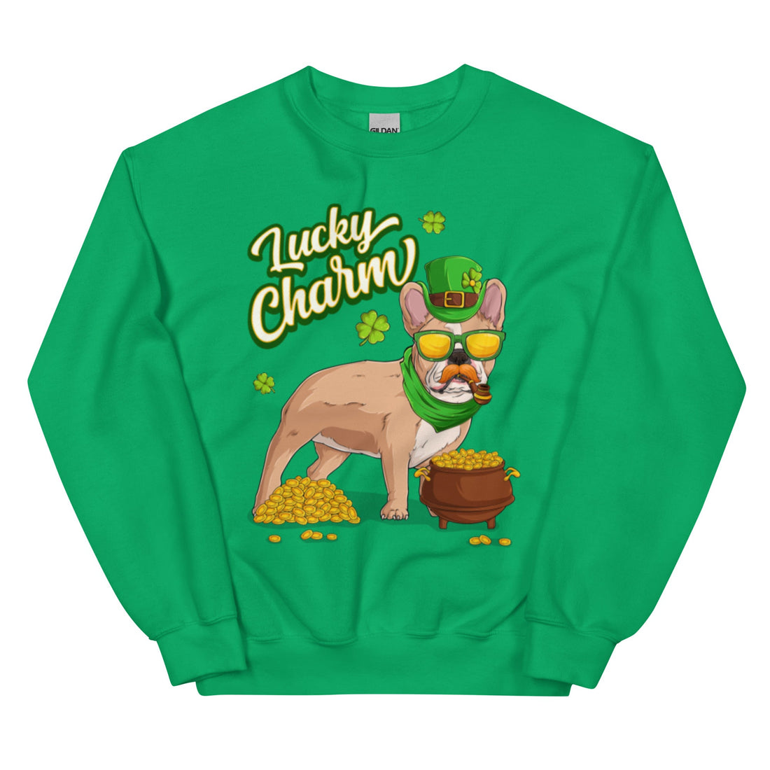 "Lucky Charm" Male Frenchie Sweatshirt | Fawn &amp; White Colored