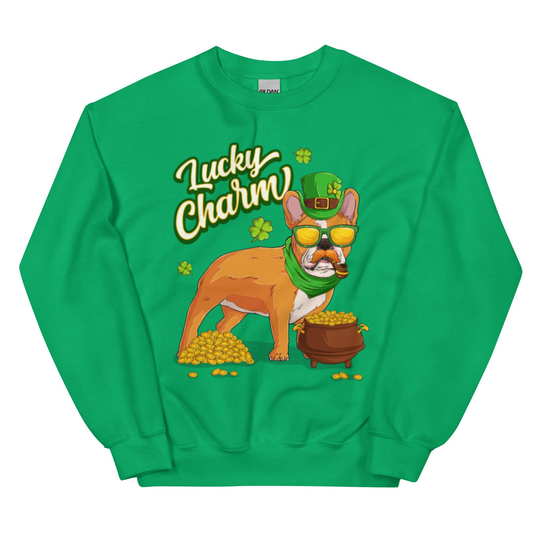 "Lucky Charm" Male Frenchie Sweatshirt | Red &amp; White Colored