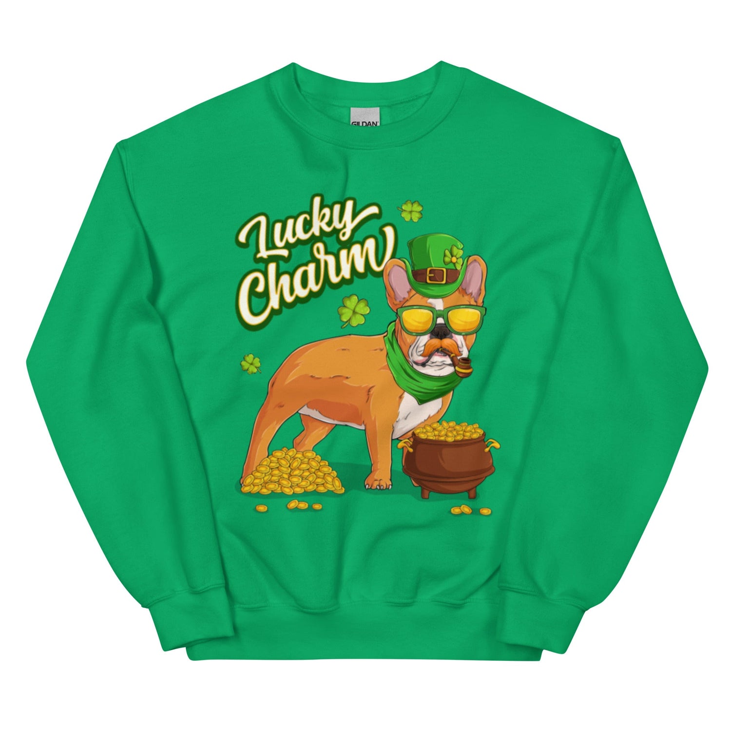"Lucky Charm" Male Frenchie Sweatshirt | Red &amp; White Colored