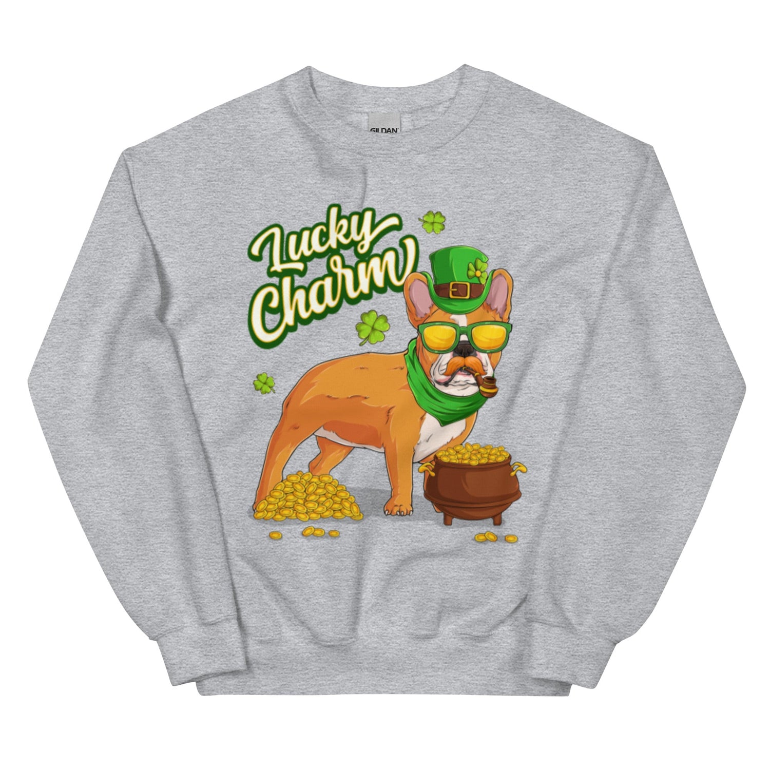 "Lucky Charm" Male Frenchie Sweatshirt | Red &amp; White Colored
