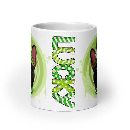 &quot;Lucky&quot; Female French Bulldog Mug | B&amp;W Colored