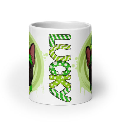 &quot;Lucky&quot; Male French Bulldog Mug | B&amp;W Colored
