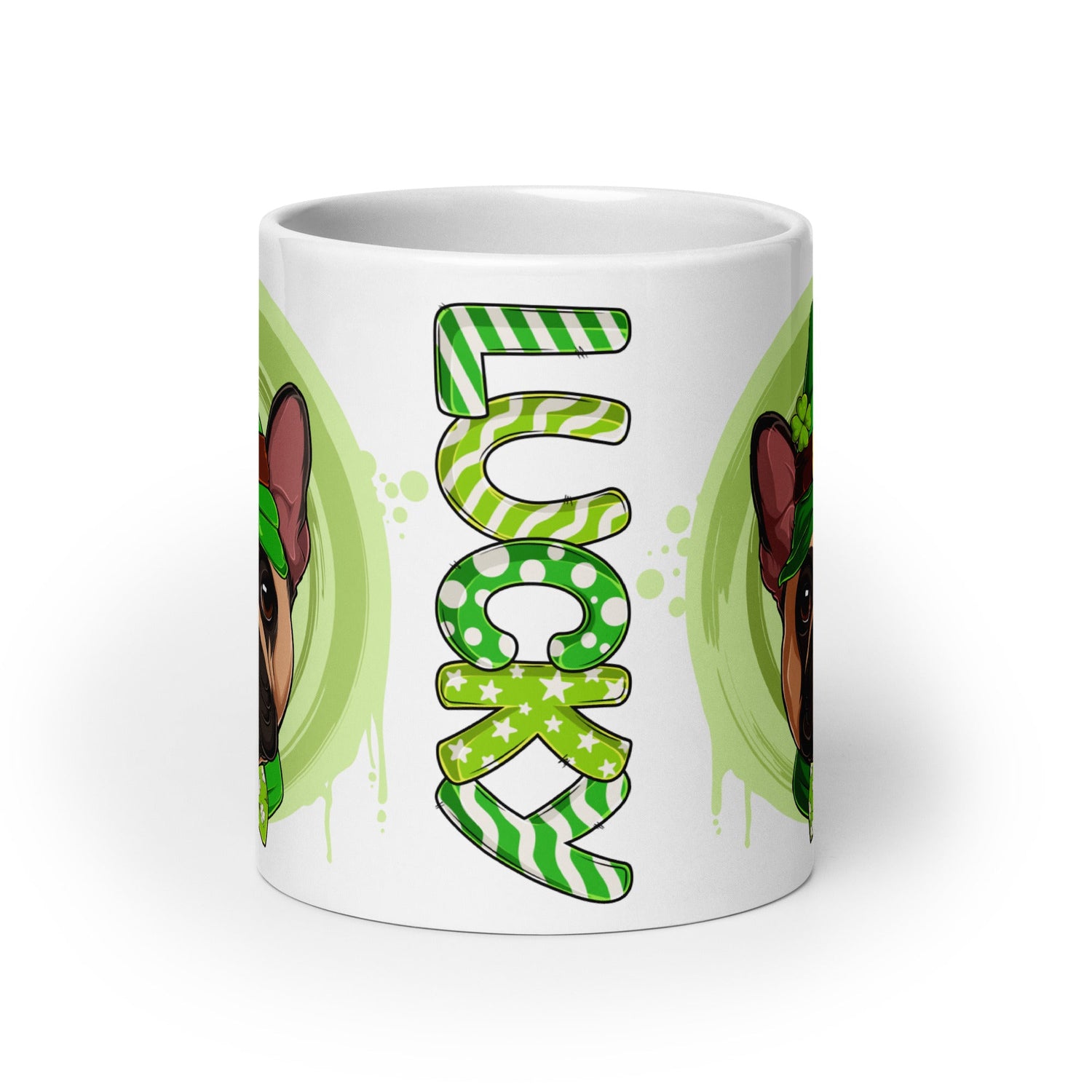 &quot;Lucky&quot; Male French Bulldog Mug | Fawn &amp; White Colored