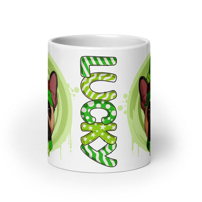 &quot;Lucky&quot; Male French Bulldog Mug | Fawn &amp; White Colored