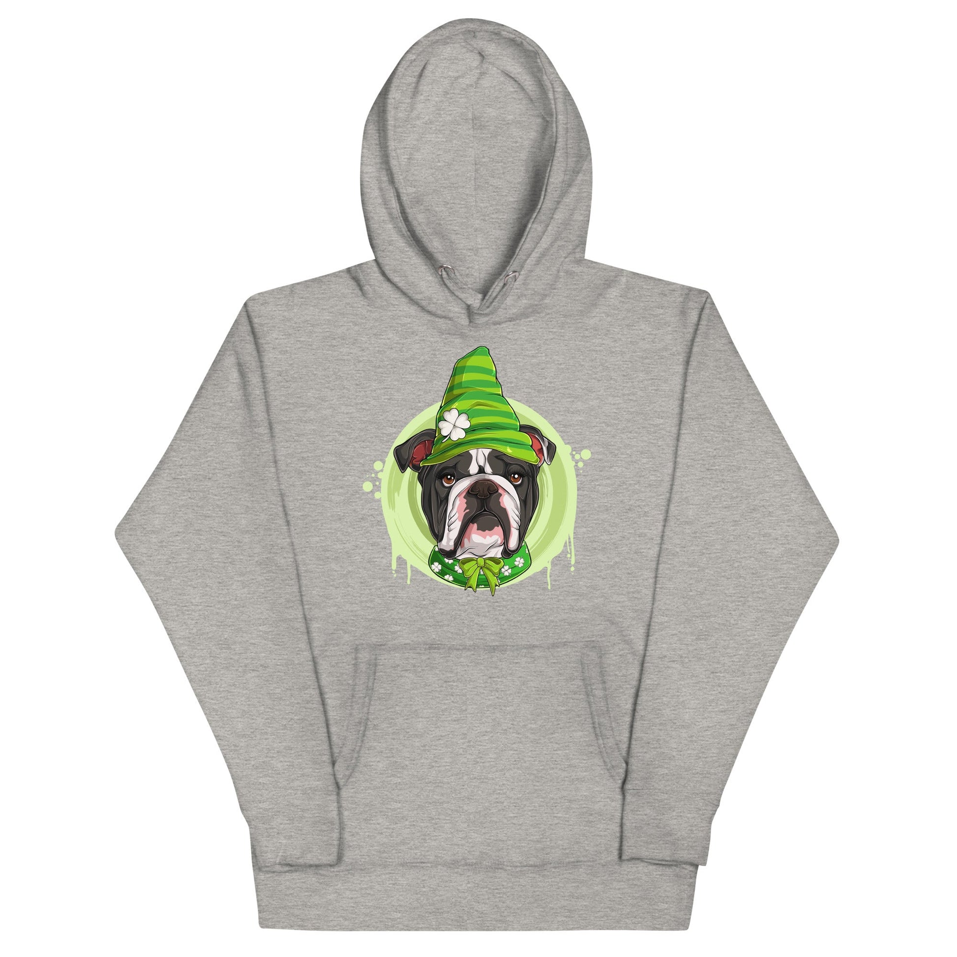 "Lucky" St. Paddy's Female English Bulldog Unisex Hoodie | B&W Colored