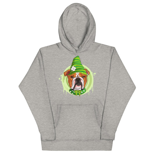 "Lucky" St. Paddy's Female English Bulldog Unisex Hoodie | Red & White Colored