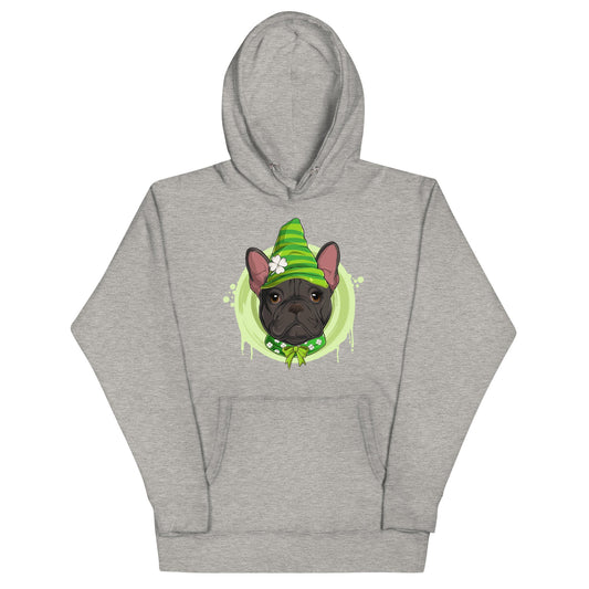 "Lucky" St. Paddy's Female French Bulldog Unisex Hoodie | B&W Colored