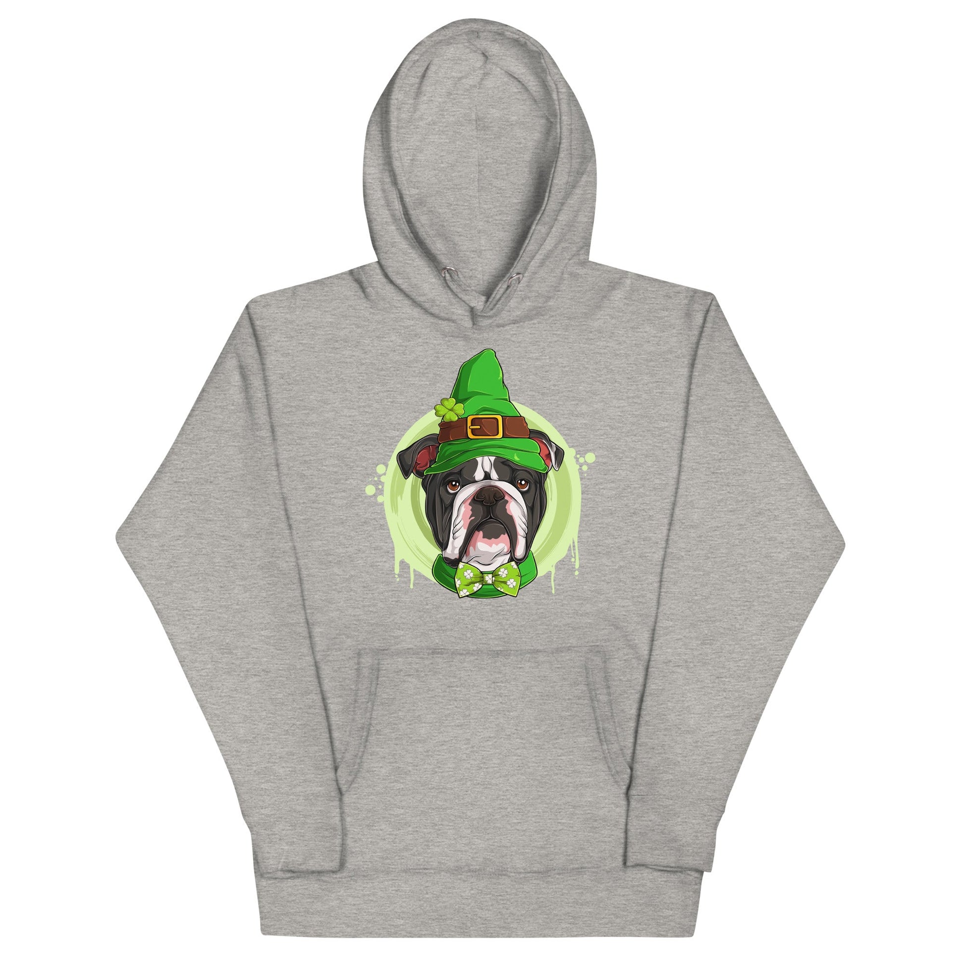 "Lucky" St. Paddy's Male English Bulldog Unisex Hoodie | B&W Colored