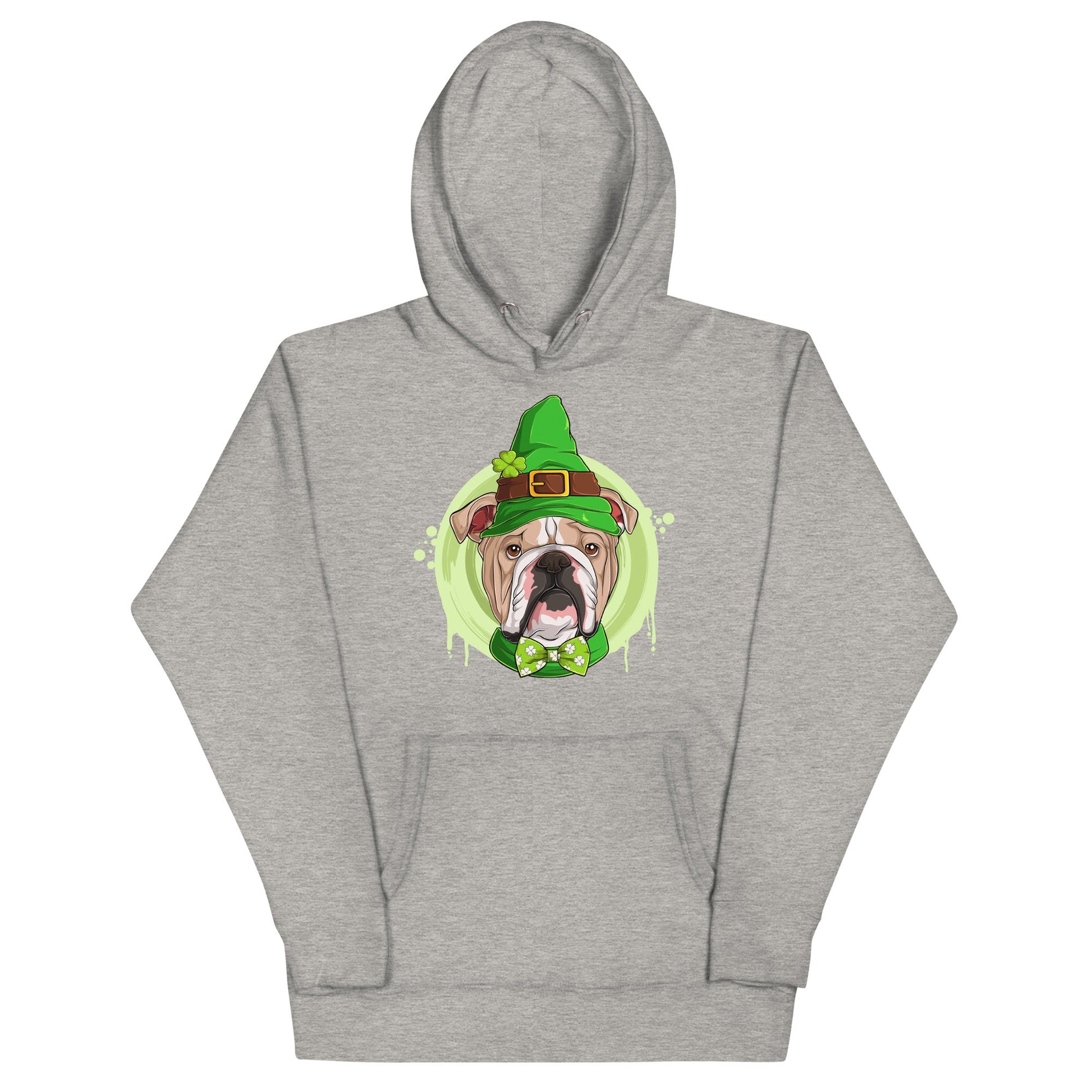 "Lucky" St. Paddy's Male English Bulldog Unisex Hoodie | Fawn & White Colored