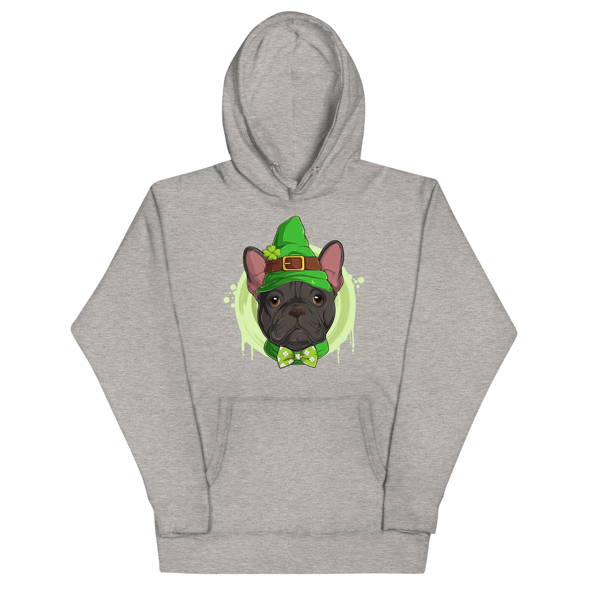 "Lucky" St. Paddy's Male French Bulldog Unisex Hoodie | B&W Colored