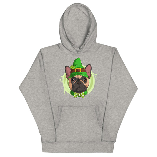 "Lucky" St. Paddy's Male French Bulldog Unisex Hoodie | Fawn & White Colored