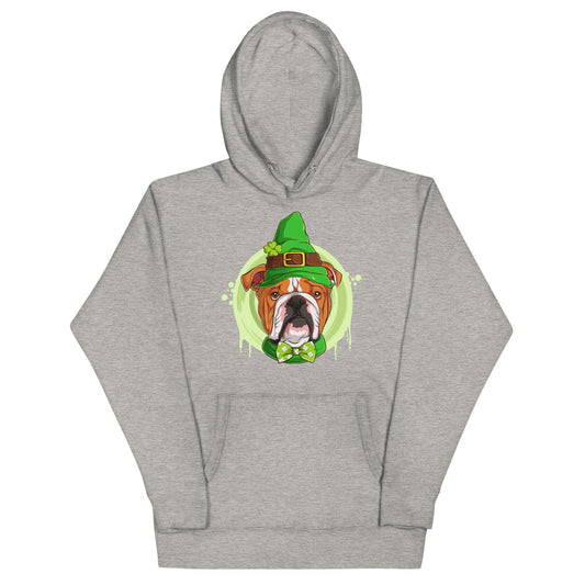 "Lucky" St. Paddy's Male French Bulldog Unisex Hoodie | Red & White Colored