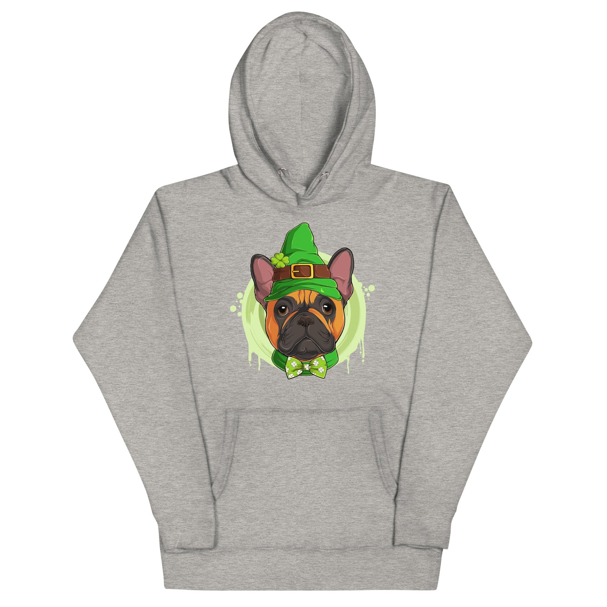 "Lucky" St. Paddy's Male French Bulldog Unisex Hoodie | Red & White Colored