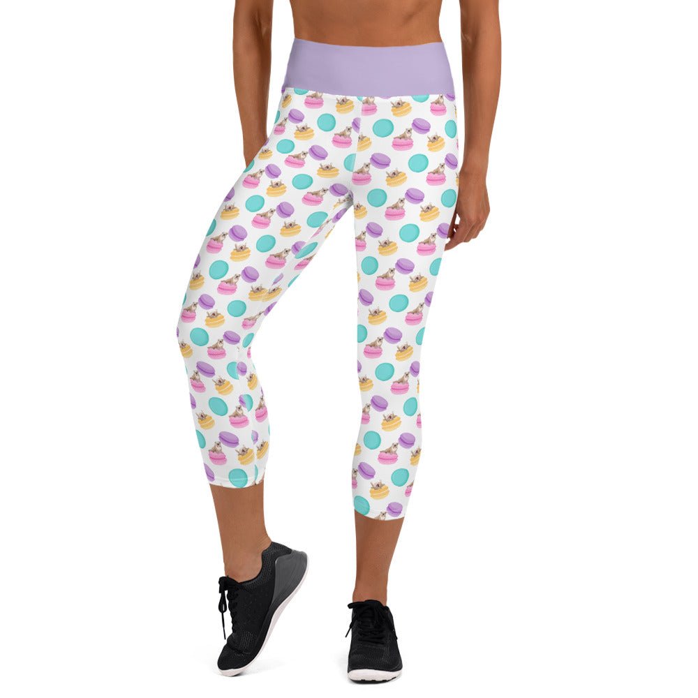 Macaroons &amp; Bullies Yoga Capri Leggings | Fawn &amp; White Colored