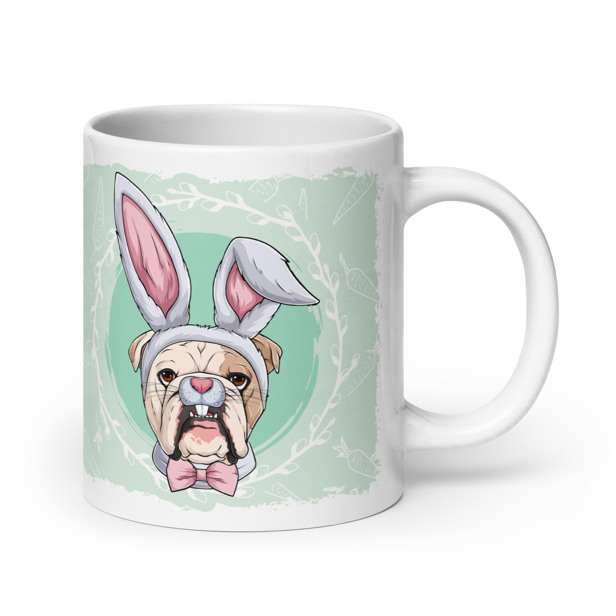 Male Easter Bulldog Mug (20oz) | Fawn &amp; White Colored