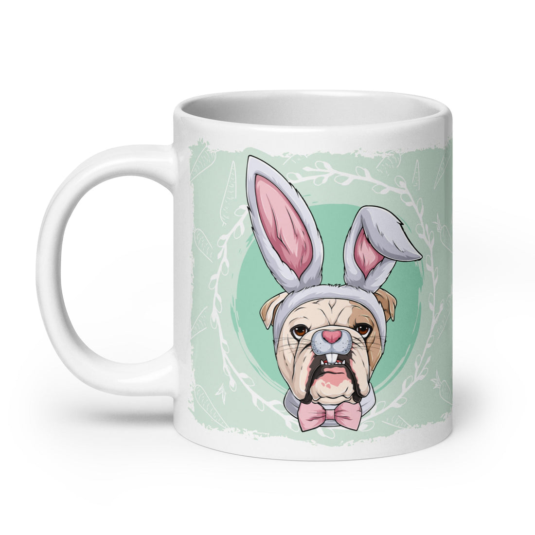 Male Easter Bulldog Mug (20oz) | Fawn &amp; White Colored