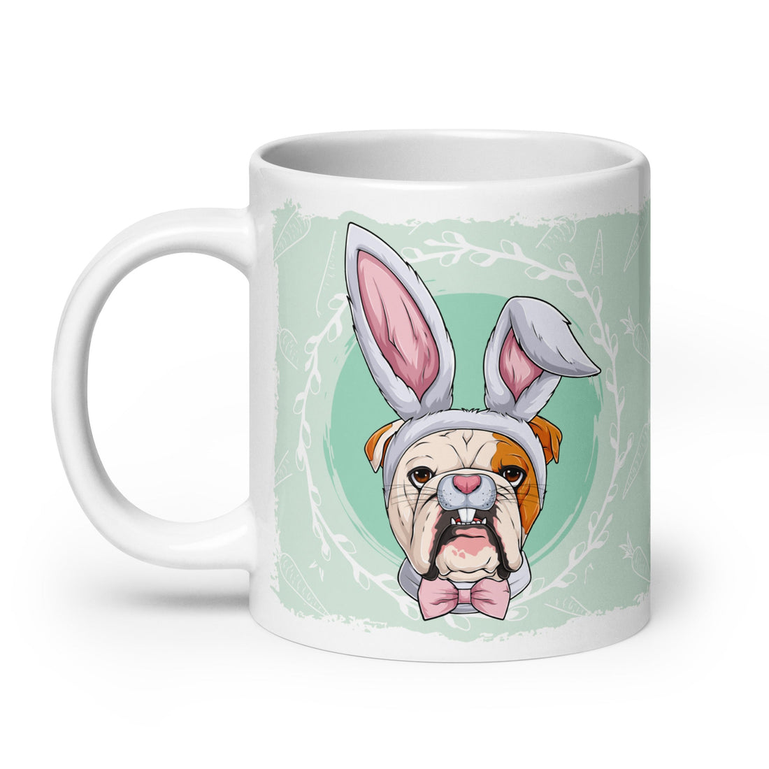 Male Easter Bulldog Mug (20oz) | Red &amp; White Colored