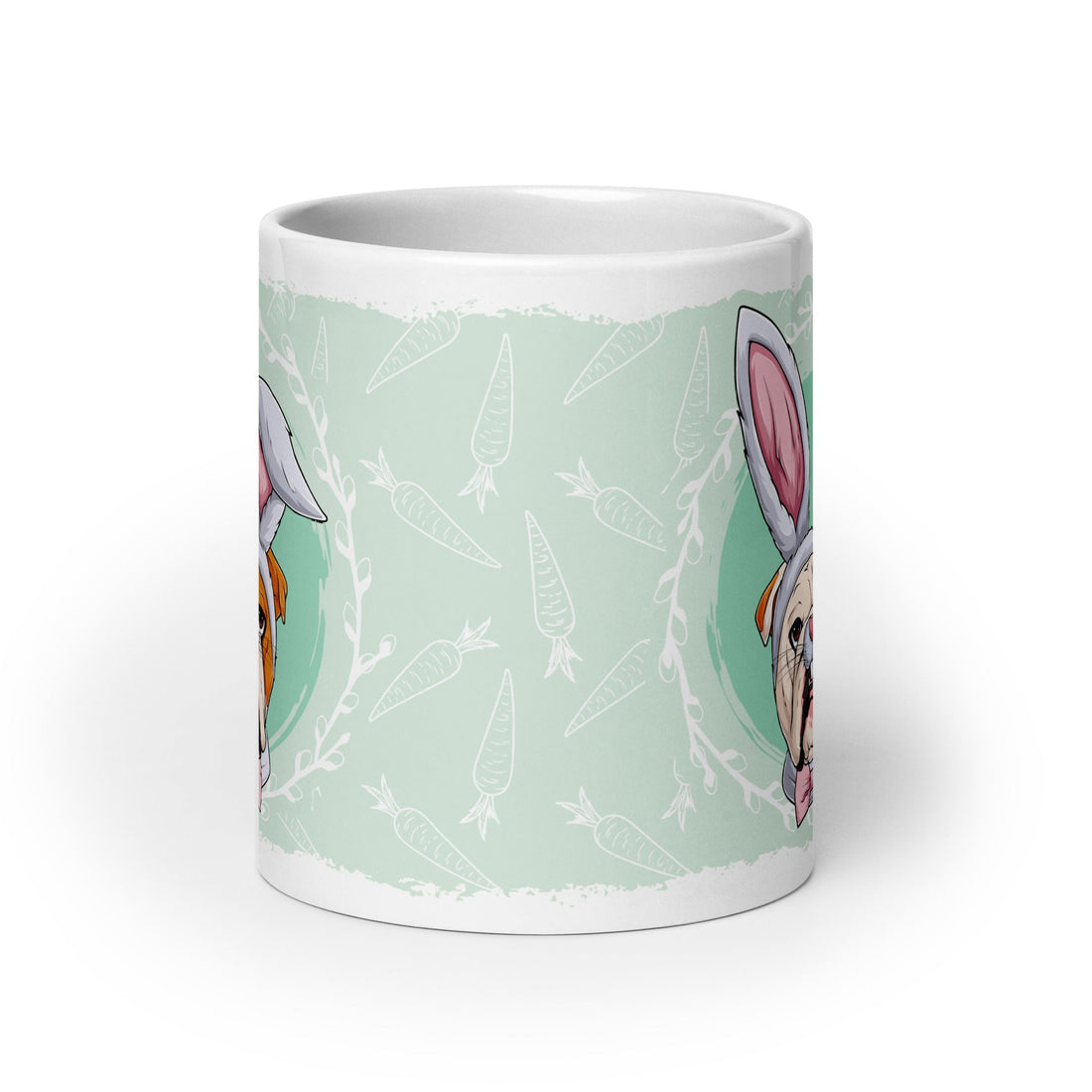 Male Easter Bulldog Mug (20oz) | Red &amp; White Colored
