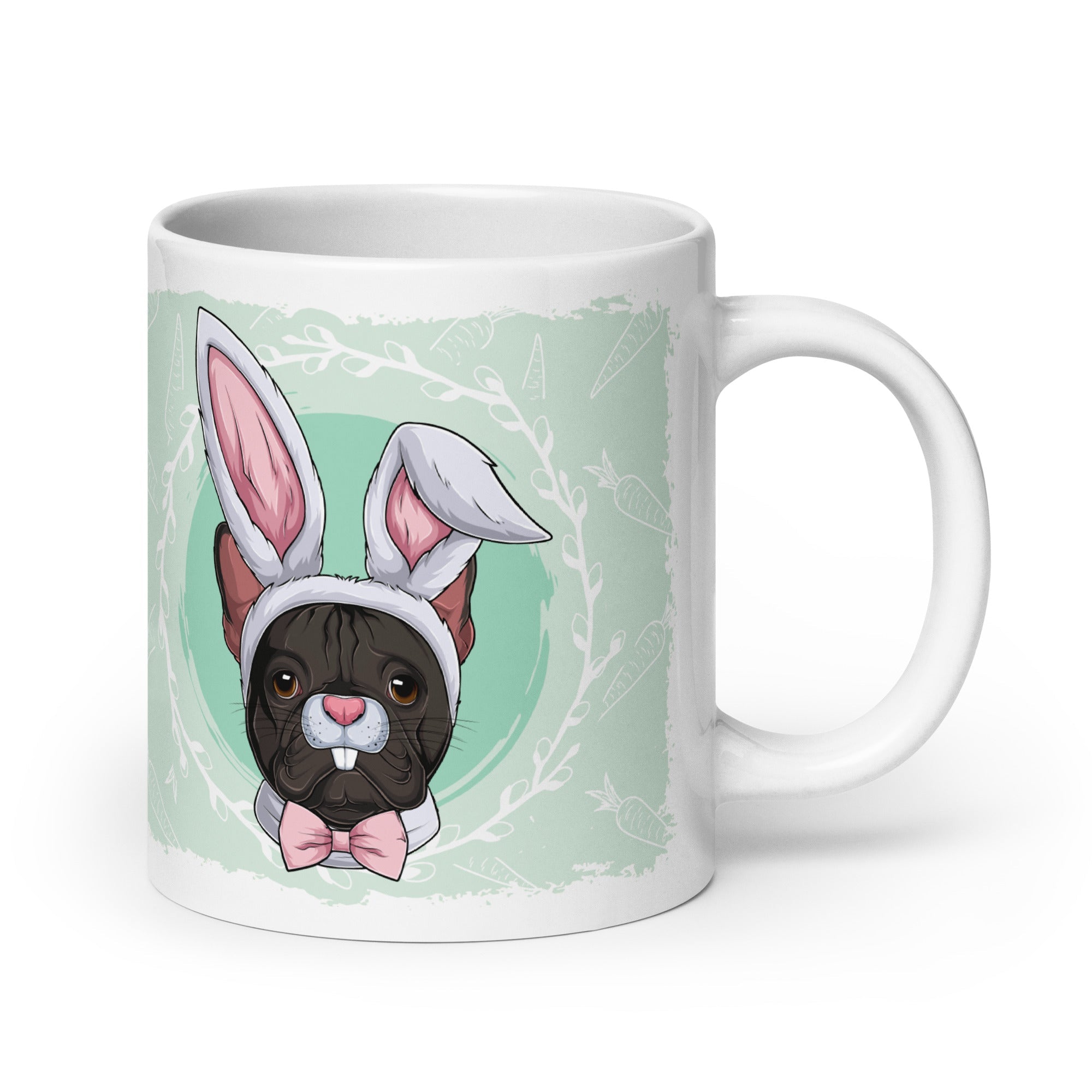 Male Easter Frenchie Mug (20oz) | B&amp;W Colored