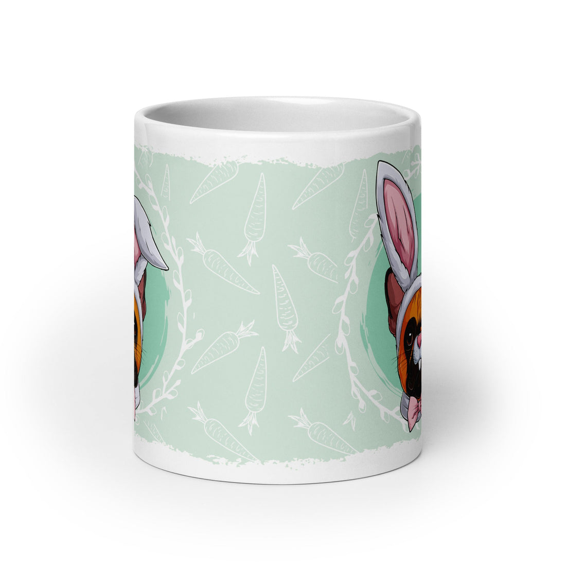 Male Easter Frenchie Mug (20oz) | Red &amp; White Colored