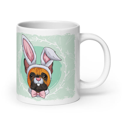 Male Easter Frenchie Mug (20oz) | Red &amp; White Colored