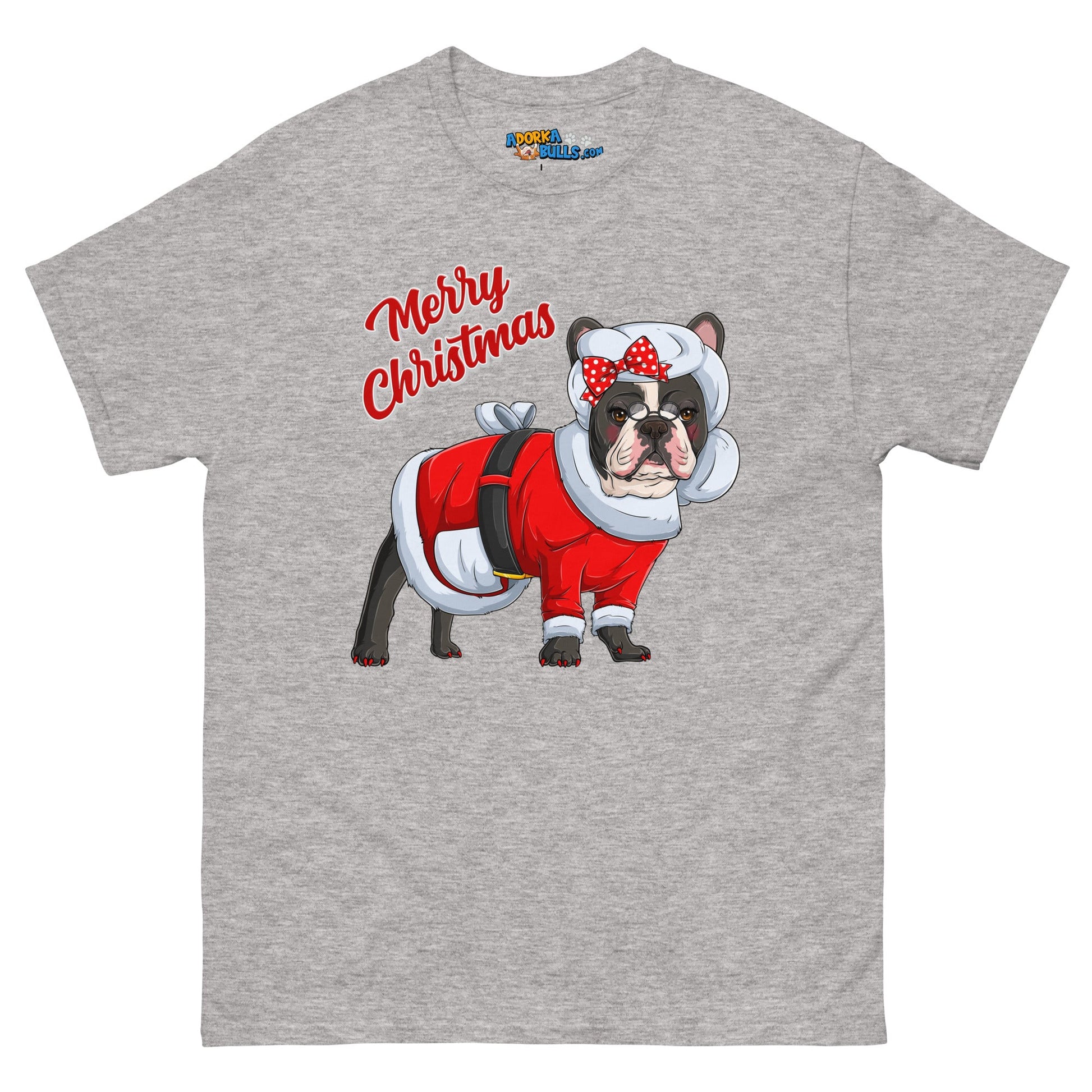 "Merry Christmas" Mrs. Claus Frenchie Men's Classic Tee | B&W Colored