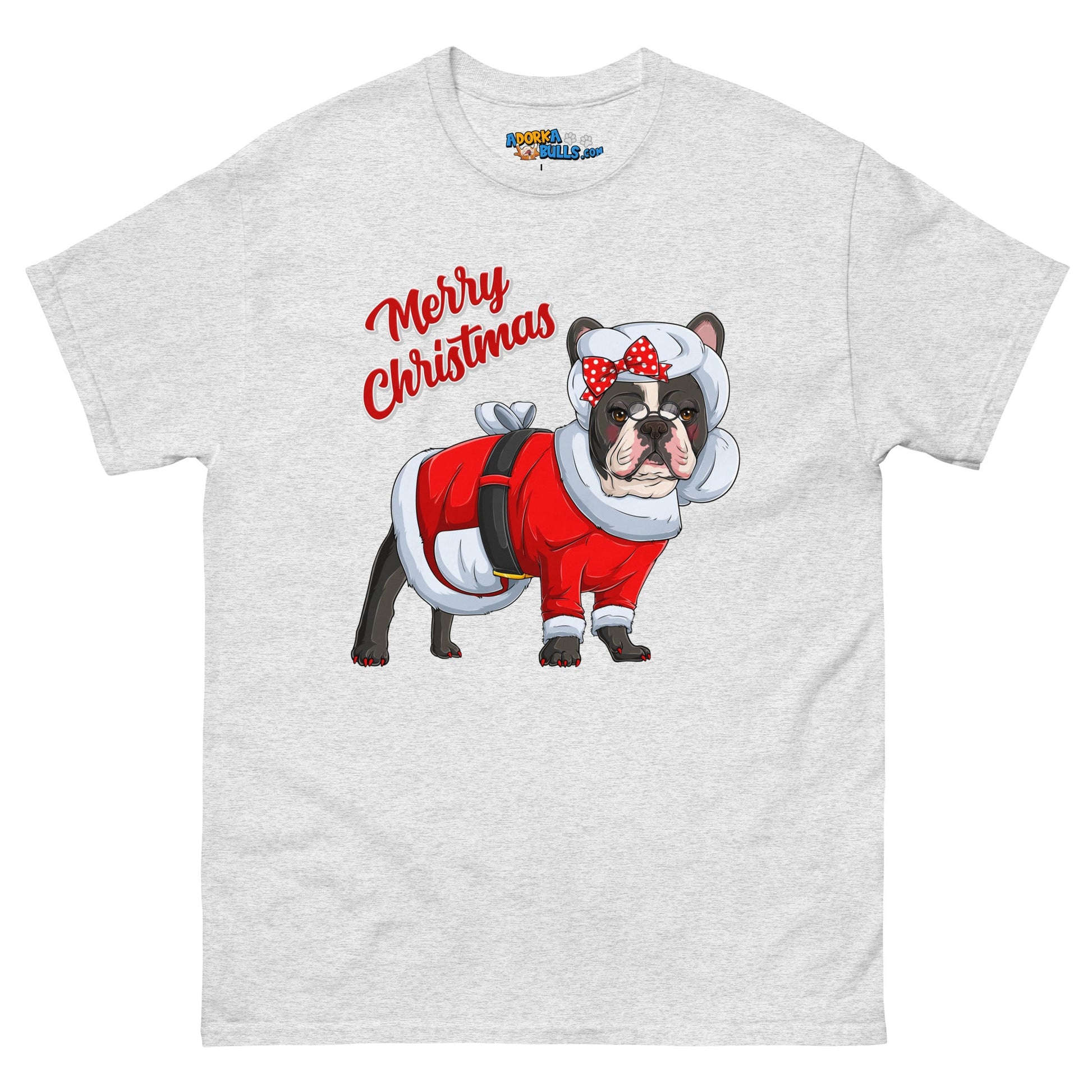 "Merry Christmas" Mrs. Claus Frenchie Men's Classic Tee | B&W Colored