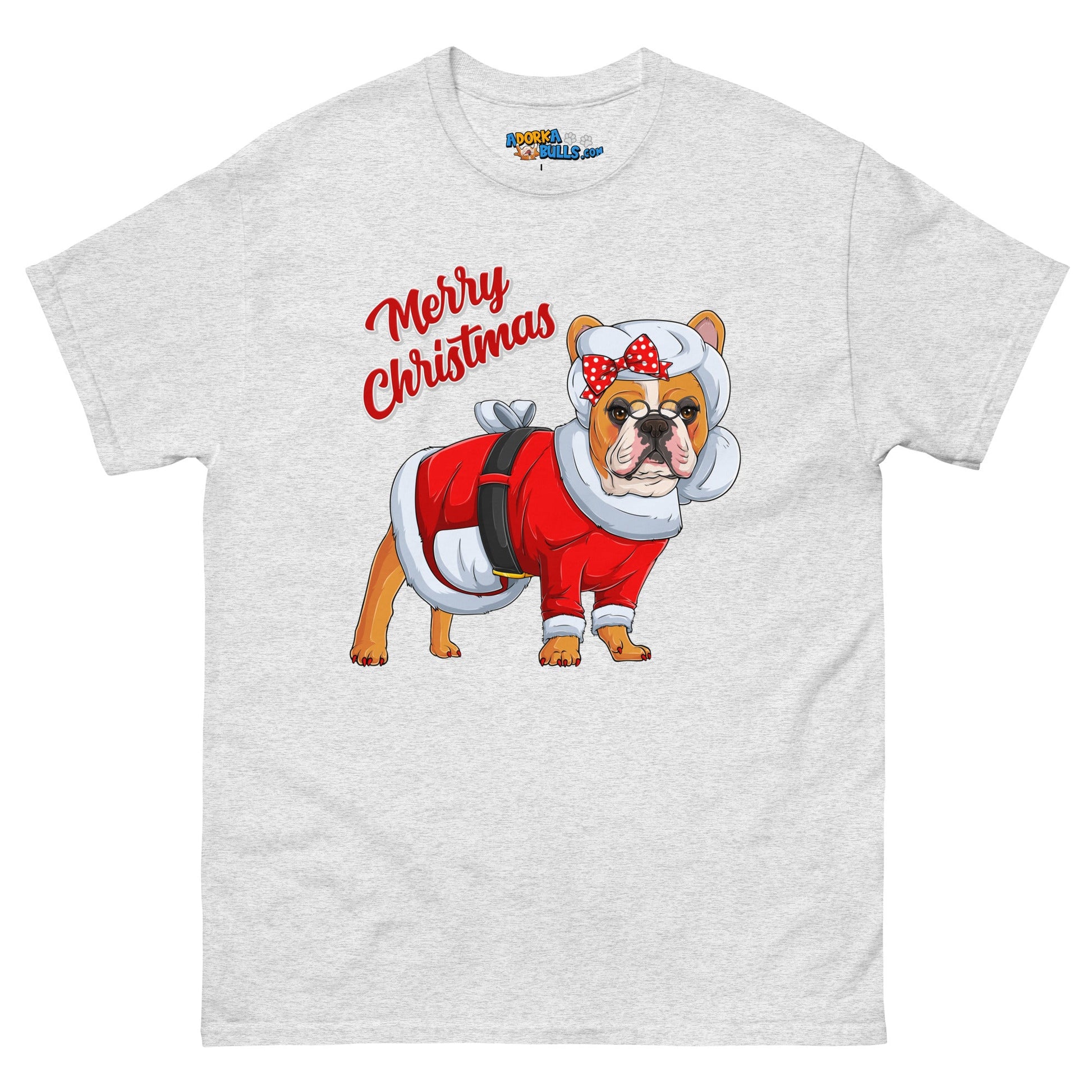 "Merry Christmas" Mrs. Claus Frenchie Men's Classic Tee | Red & White Colored