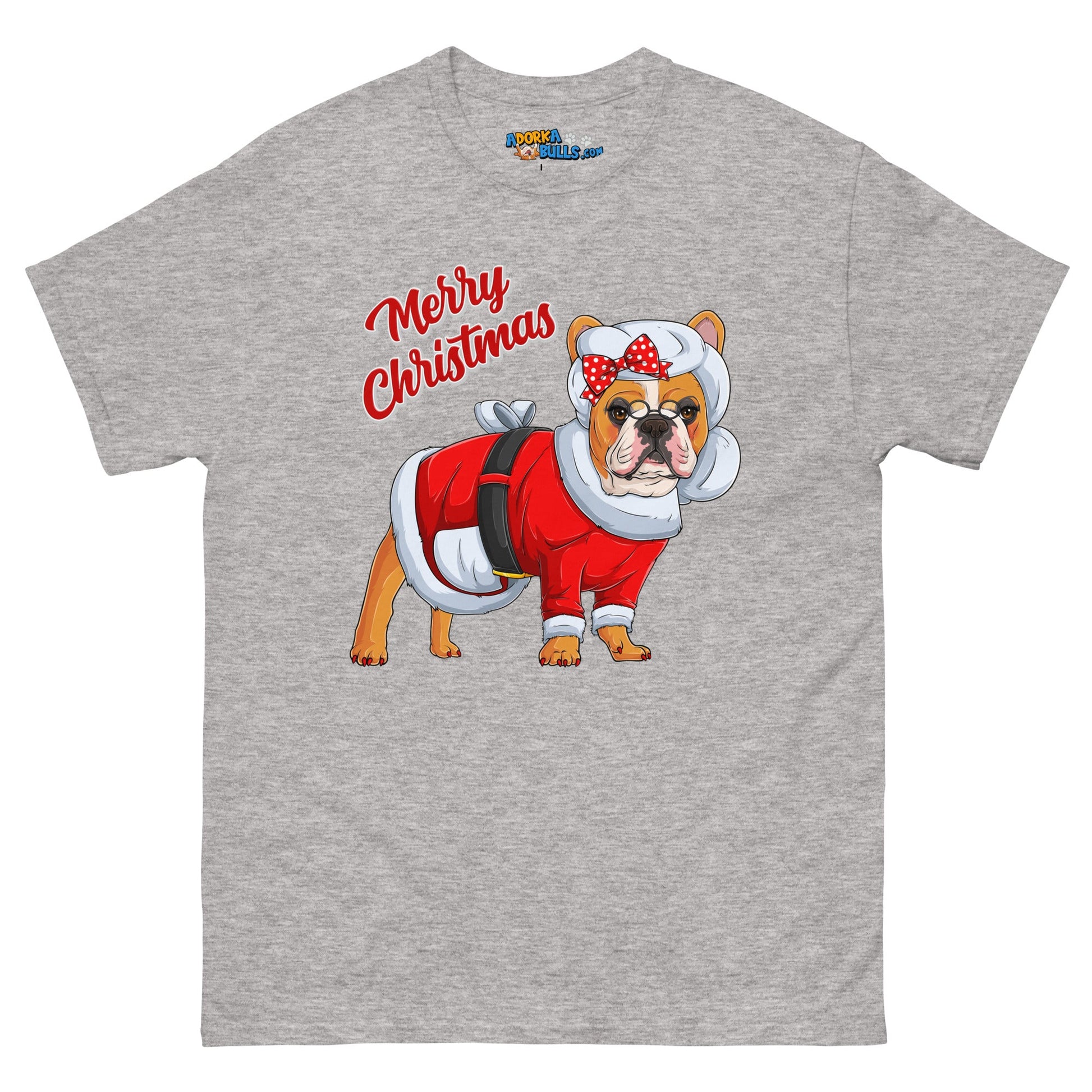 "Merry Christmas" Mrs. Claus Frenchie Men's Classic Tee | Red & White Colored