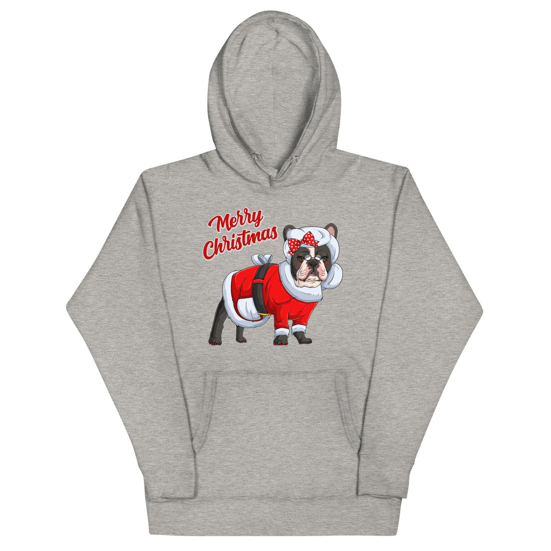 "Merry Christmas" Mrs. Claus Frenchie Unisex Hoodie | B&amp;W Colored