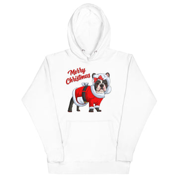 "Merry Christmas" Mrs. Claus Frenchie Unisex Hoodie | B&W Colored