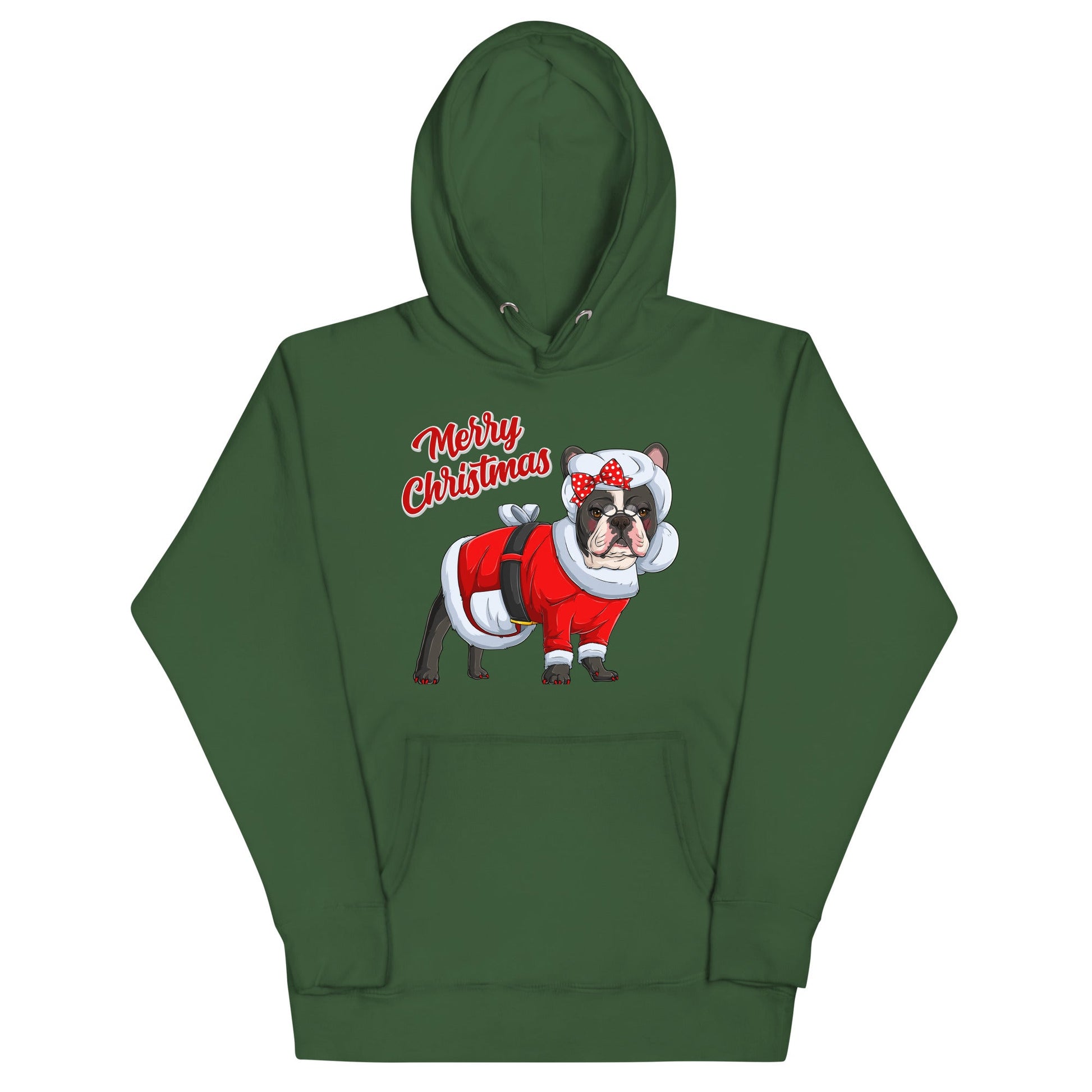 "Merry Christmas" Mrs. Claus Frenchie Unisex Hoodie | B&W Colored