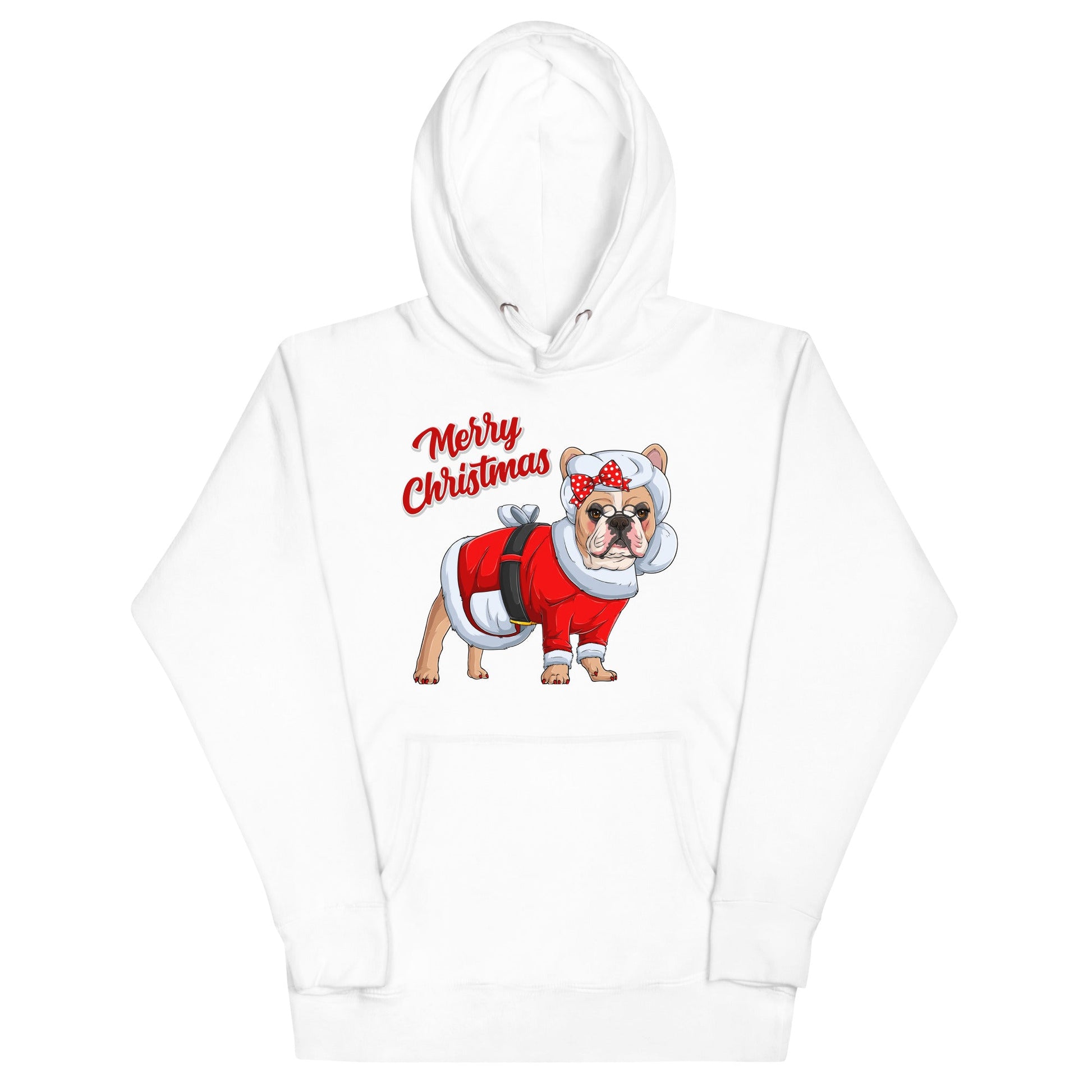 "Merry Christmas" Mrs. Claus Frenchie Unisex Hoodie | Fawn & White Colored