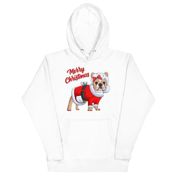 "Merry Christmas" Mrs. Claus Frenchie Unisex Hoodie | Fawn & White Colored