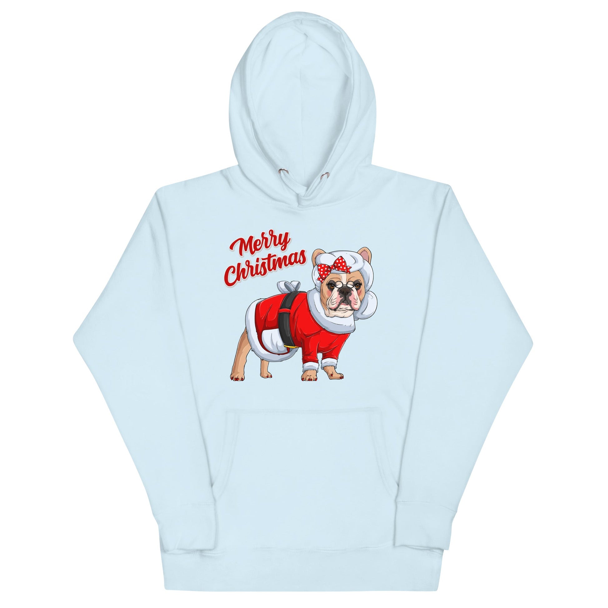 "Merry Christmas" Mrs. Claus Frenchie Unisex Hoodie | Fawn & White Colored