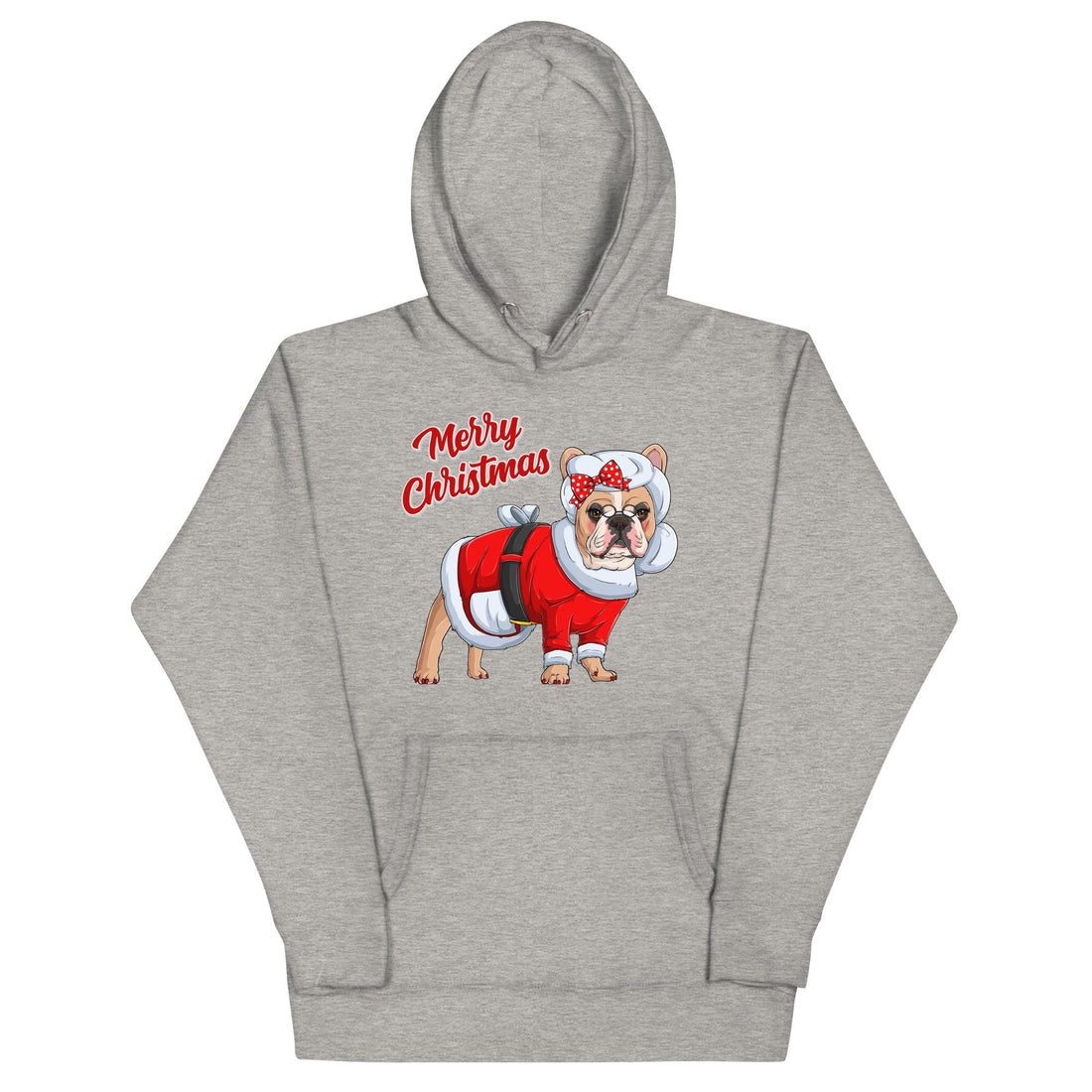 "Merry Christmas" Mrs. Claus Frenchie Unisex Hoodie | Fawn &amp; White Colored