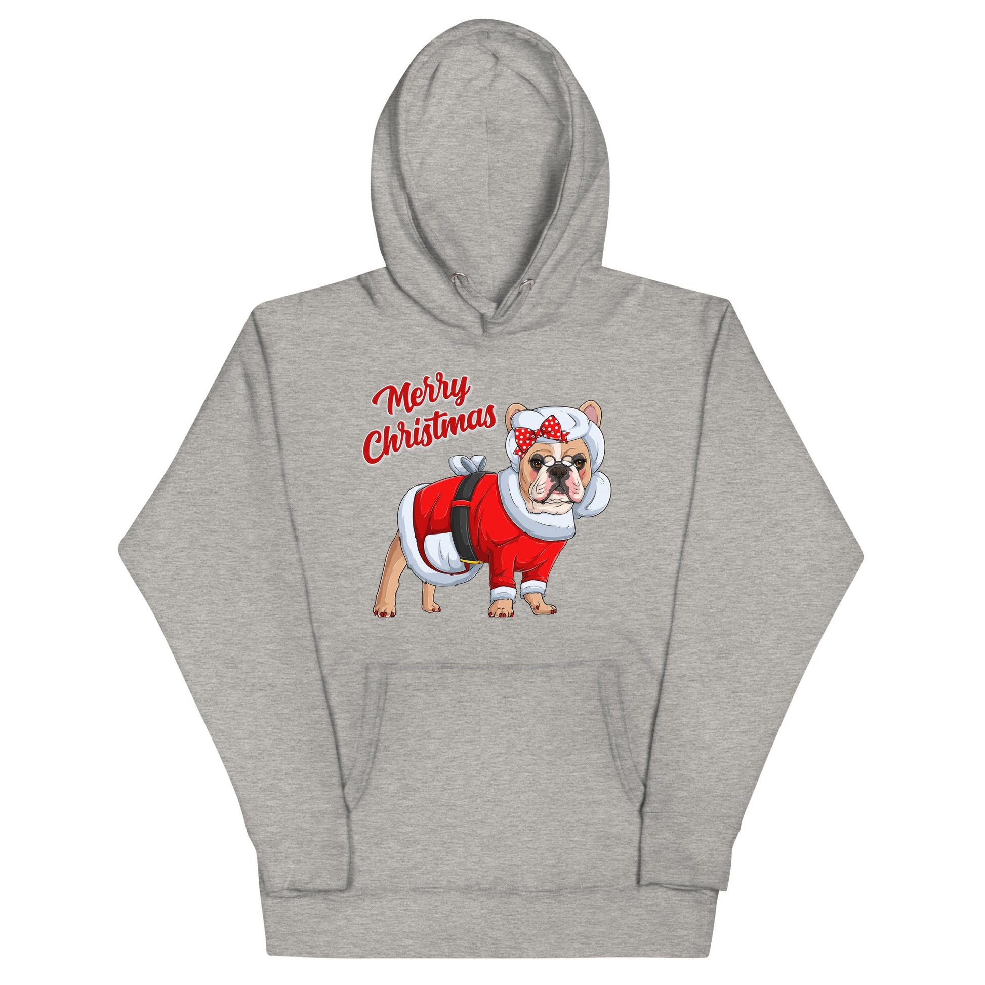 "Merry Christmas" Mrs. Claus Frenchie Unisex Hoodie | Fawn & White Colored